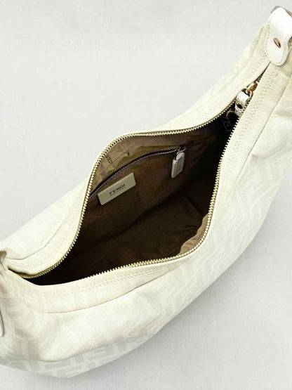 Pre - loved FENDI Chef Chain White & Grey Zucca Hobo bag at Reems Closet