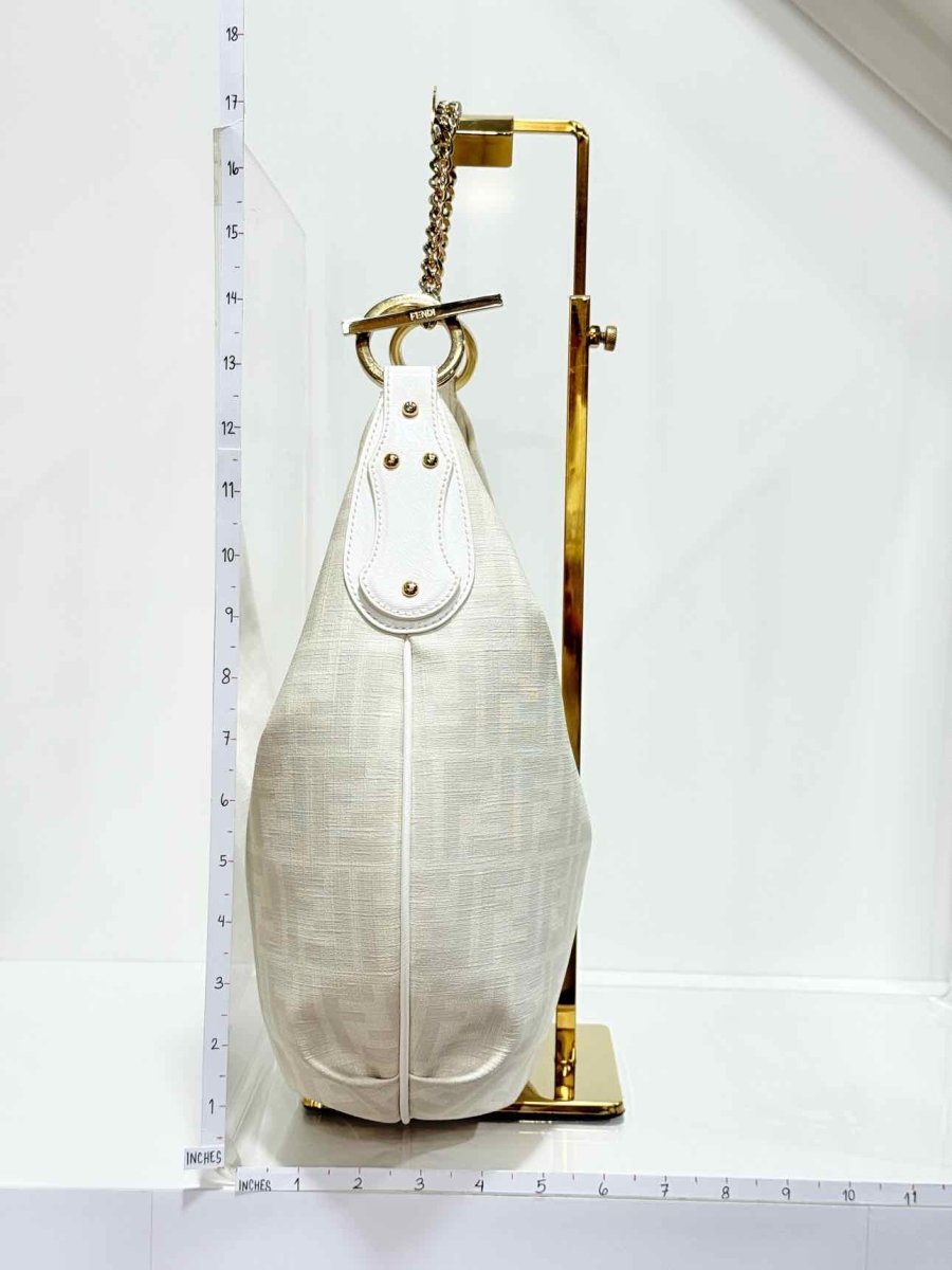Pre - loved FENDI Chef Chain White & Grey Zucca Hobo bag at Reems Closet