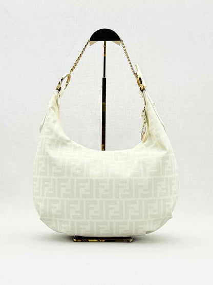 Pre - loved FENDI Chef Chain White & Grey Zucca Hobo bag at Reems Closet