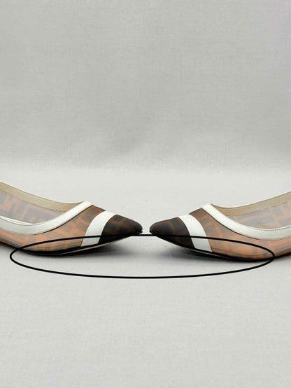 Pre-loved FENDI Colibri Brown & White Size EU 35 Ballet Flats at Reems Closet