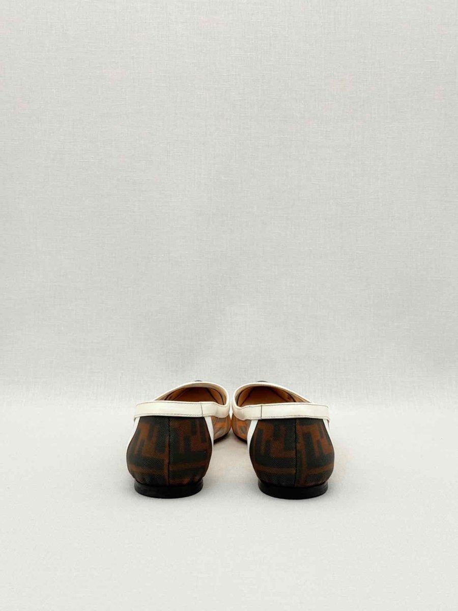Pre-loved FENDI Colibri Brown & White Size EU 35 Ballet Flats at Reems Closet