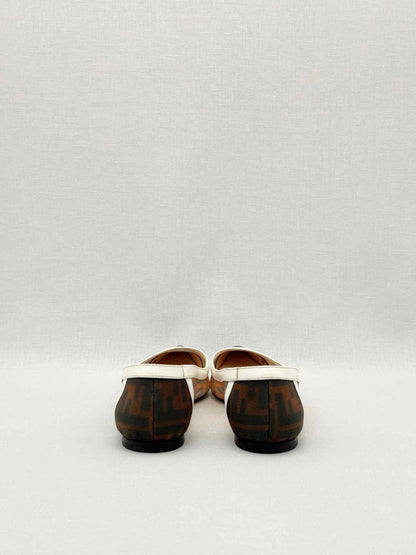 Pre-loved FENDI Colibri Brown & White Size EU 35 Ballet Flats at Reems Closet