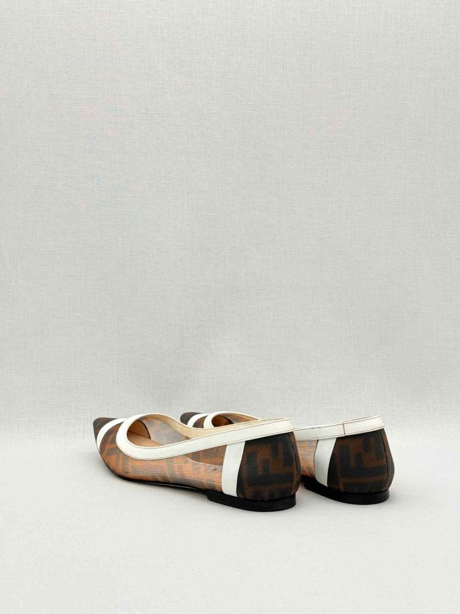 Pre-loved FENDI Colibri Brown & White Size EU 35 Ballet Flats at Reems Closet