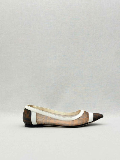 Pre-loved FENDI Colibri Brown & White Size EU 35 Ballet Flats at Reems Closet