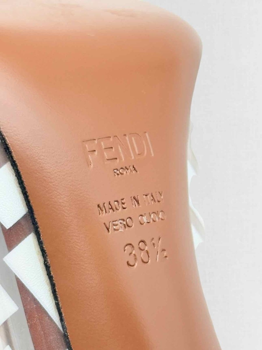 Pre - loved FENDI Colibri White & Brown FF Size EU 38.5 Pumps at Reems Closet