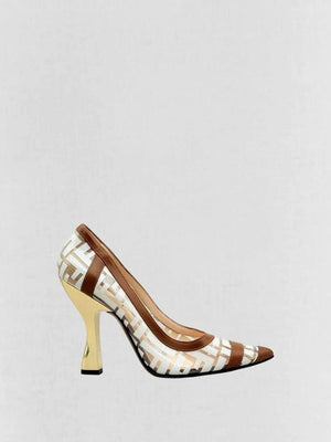 Pre - loved FENDI Colibri White & Brown FF Size EU 38.5 Pumps at Reems Closet