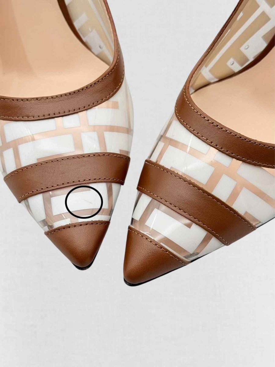 Pre - loved FENDI Colibri White & Brown FF Size EU 38.5 Pumps at Reems Closet