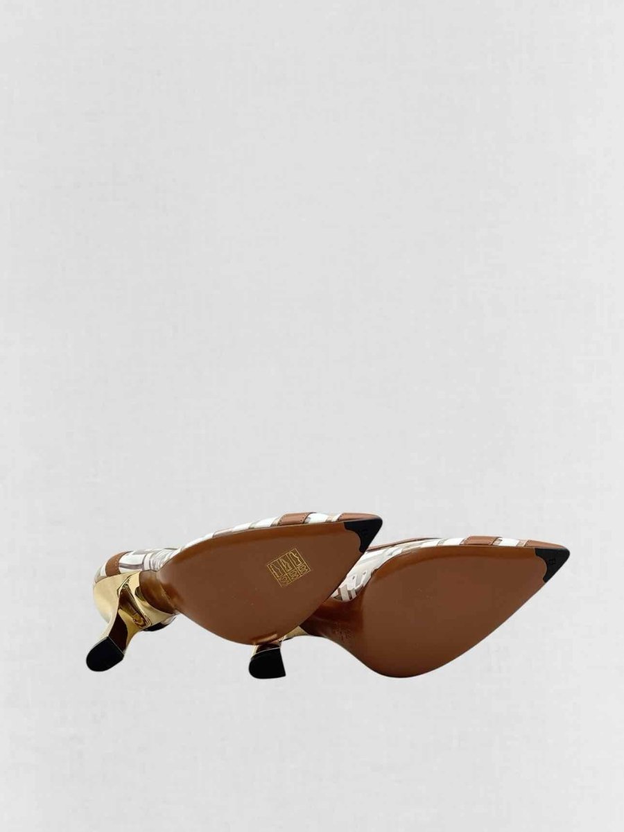 Pre - loved FENDI Colibri White & Brown FF Size EU 38.5 Pumps at Reems Closet