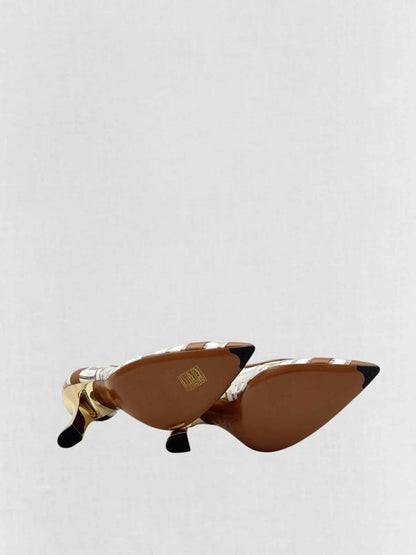 Pre - loved FENDI Colibri White & Brown FF Size EU 38.5 Pumps at Reems Closet