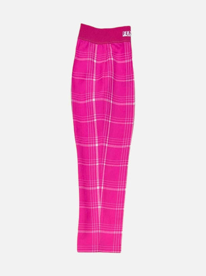 Pre - loved FENDI Elastic Waist Pink Plaid Pants at Reems Closet