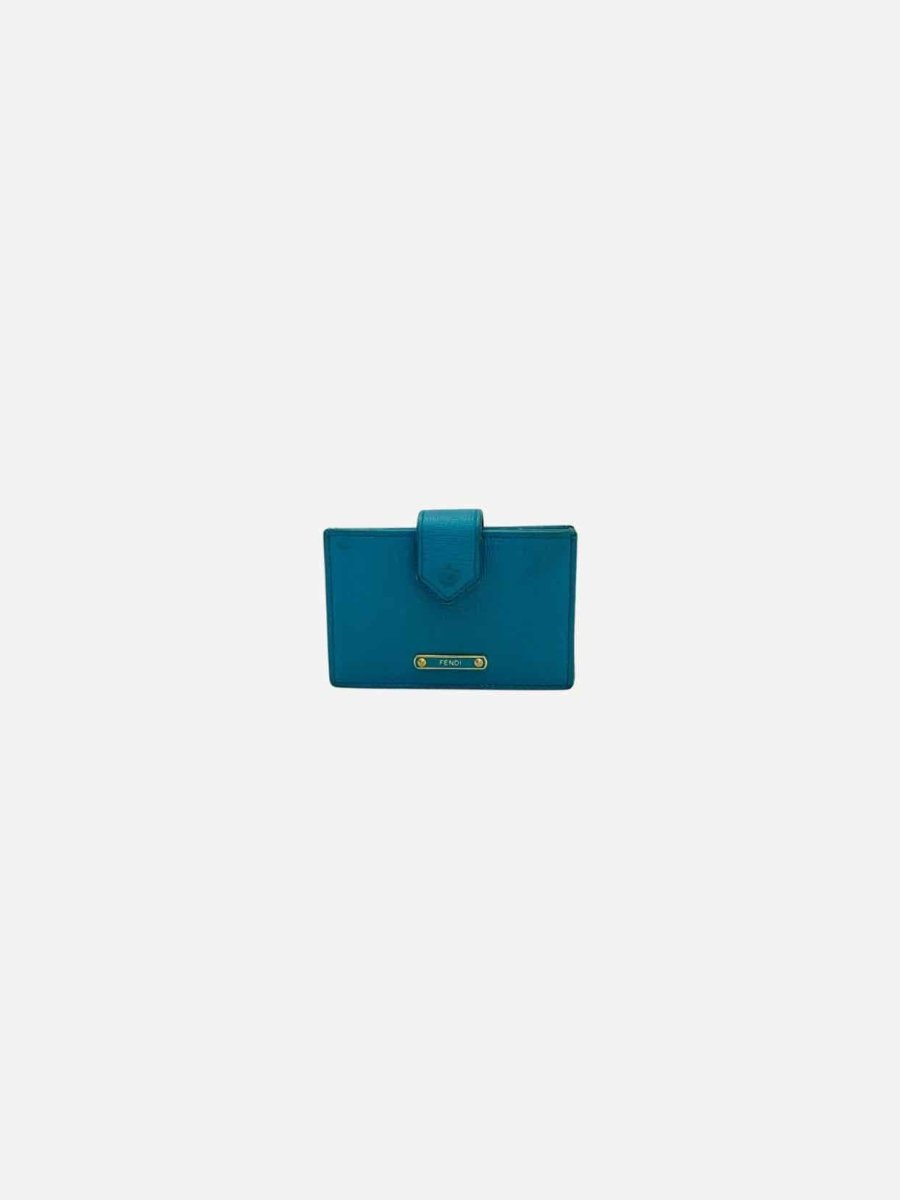 Pre - loved FENDI Elite Accordian Blue Card Holder at Reems Closet