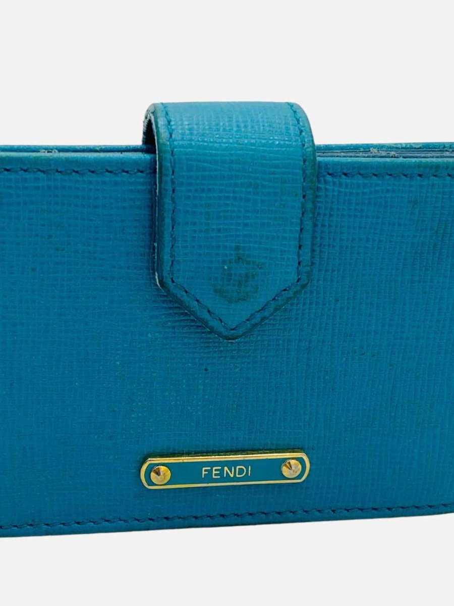 Pre - loved FENDI Elite Accordian Blue Card Holder at Reems Closet