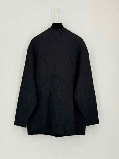 Pre-loved FENDI FF Jacquard Black Size US 2 Cardigan at Reems Closet