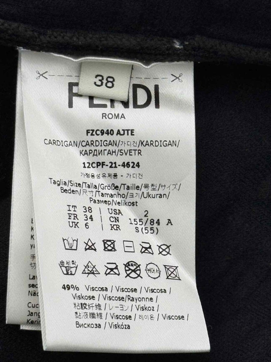 Pre-loved FENDI FF Jacquard Black Size US 2 Cardigan at Reems Closet