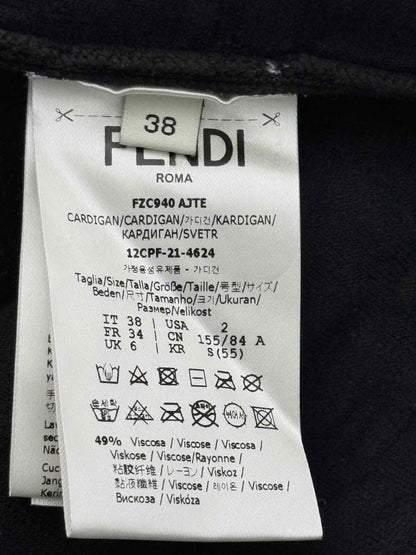 Pre-loved FENDI FF Jacquard Black Size US 2 Cardigan at Reems Closet