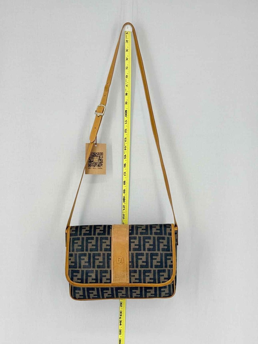 Pre - loved FENDI Flap Bronze & Black Zucca Shoulder Bag at Reems Closet