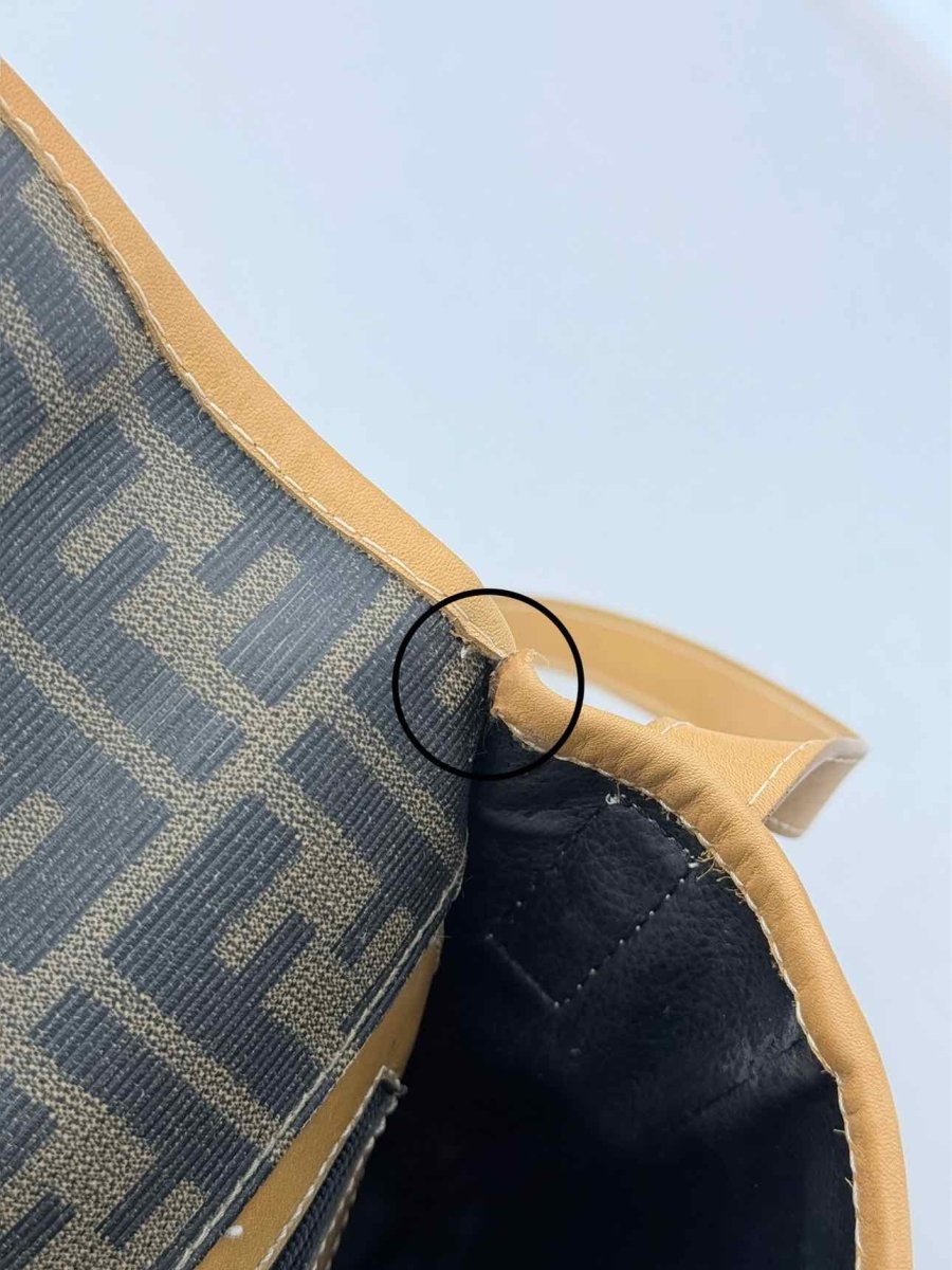 Pre - loved FENDI Flap Bronze & Black Zucca Shoulder Bag at Reems Closet