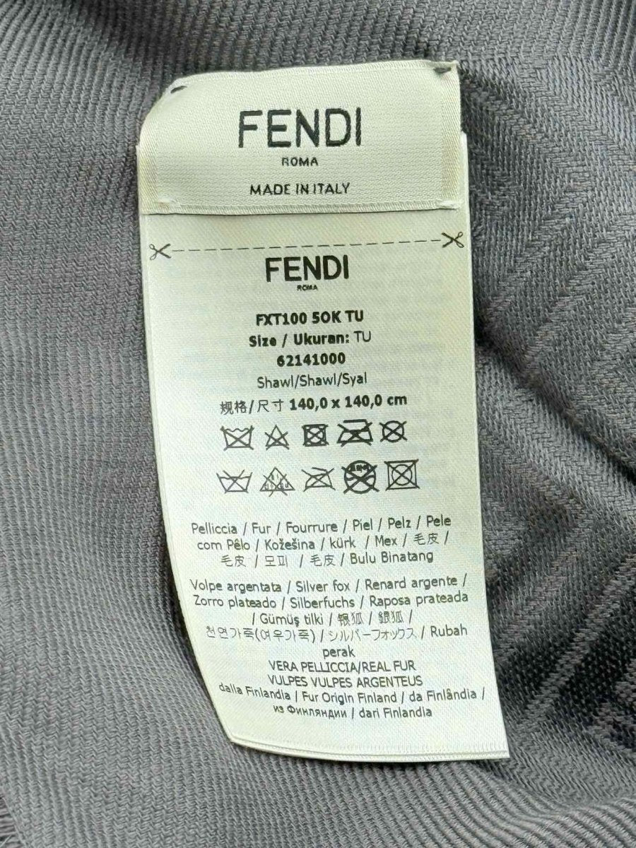 Pre - loved FENDI Grey FF Jacquard Shawl at Reems Closet