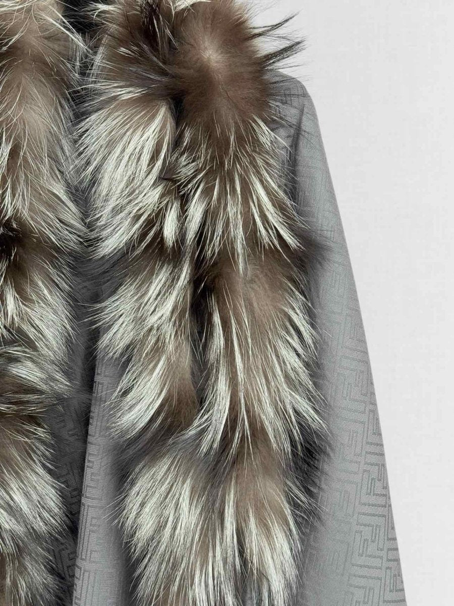 Pre - loved FENDI Grey FF Jacquard Shawl at Reems Closet