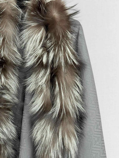 Pre - loved FENDI Grey FF Jacquard Shawl at Reems Closet