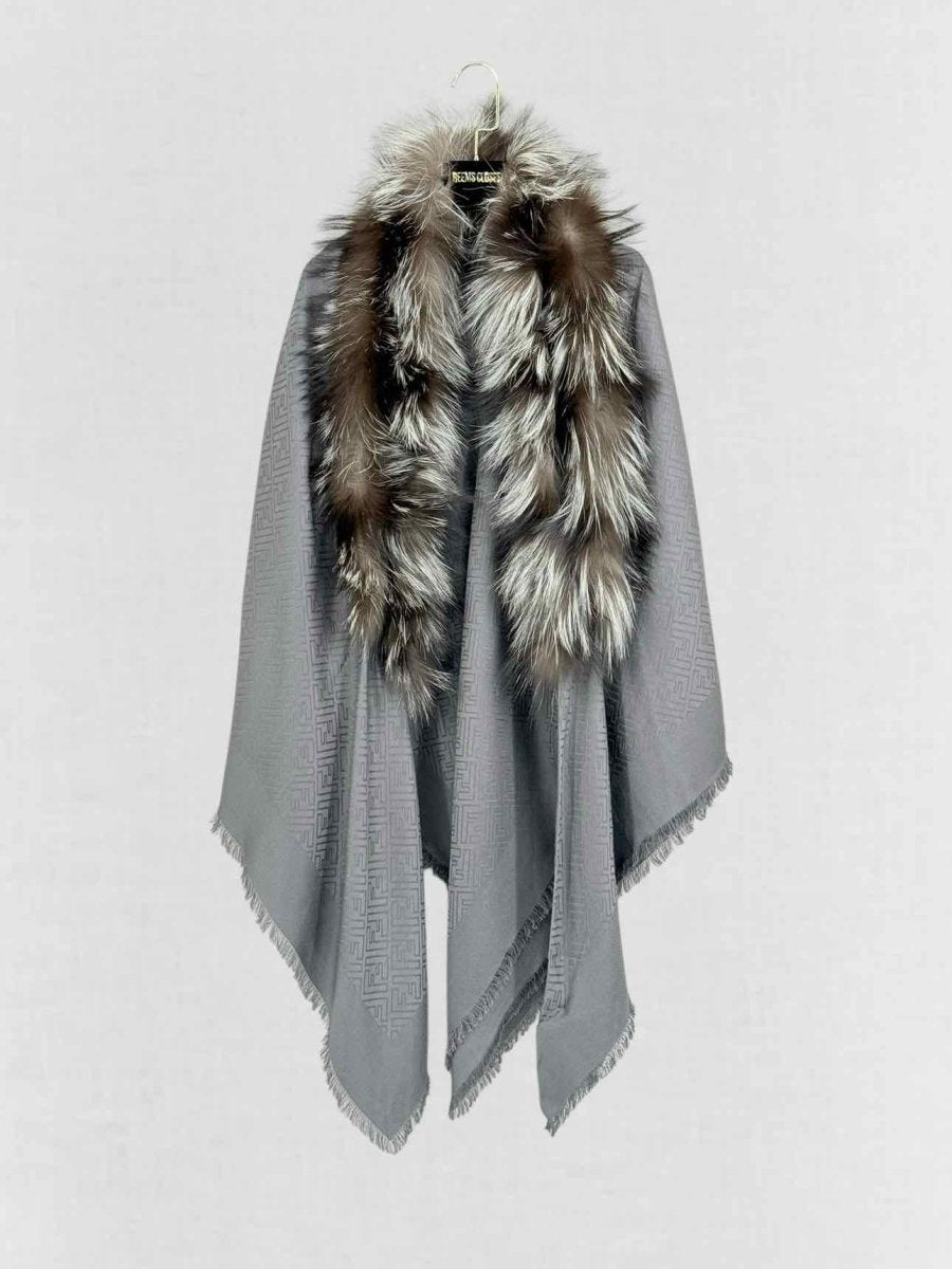 Pre - loved FENDI Grey FF Jacquard Shawl at Reems Closet