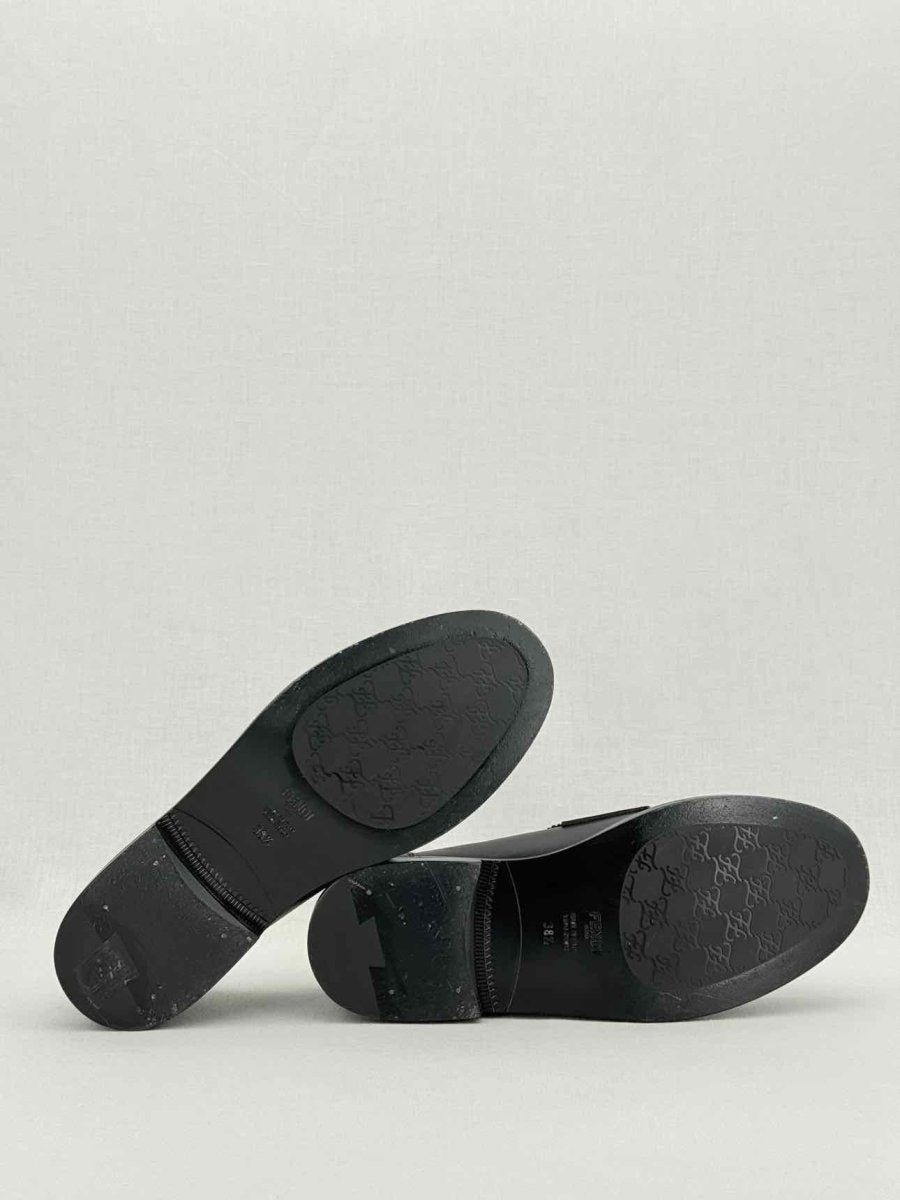 Pre - loved FENDI Karligraphy motif Black Size EU 38.5 Loafers at Reems Closet