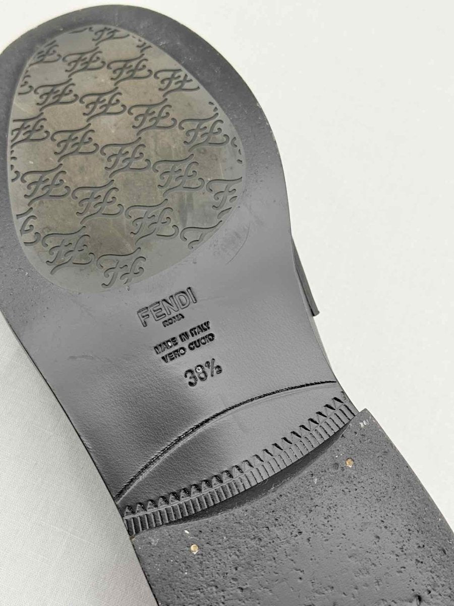 Pre - loved FENDI Karligraphy motif Black Size EU 38.5 Loafers at Reems Closet