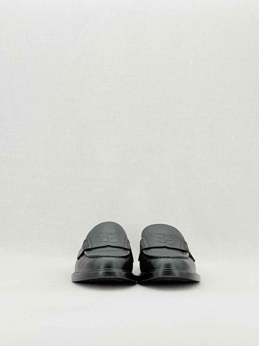 Pre - loved FENDI Karligraphy motif Black Size EU 38.5 Loafers at Reems Closet