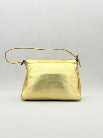 Pre - loved FENDI Mamma Baguette Gold Shoulder Bag at Reems Closet