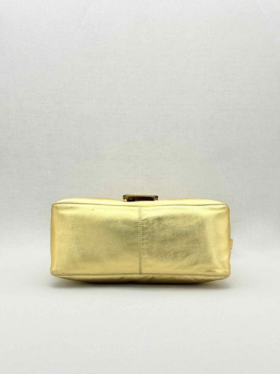 Pre - loved FENDI Mamma Baguette Gold Shoulder Bag at Reems Closet