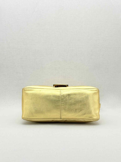 Pre - loved FENDI Mamma Baguette Gold Shoulder Bag at Reems Closet