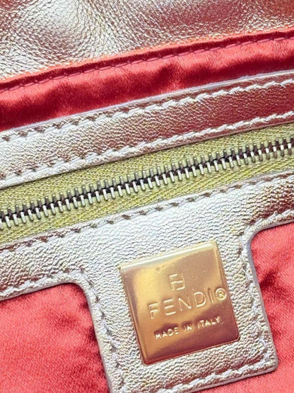 Pre - loved FENDI Mamma Baguette Gold Shoulder Bag at Reems Closet