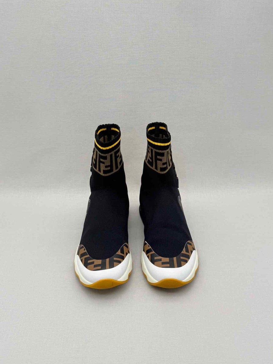Pre-loved FENDI Mania Black w/ Yellow & White Size EU 38 Sneakers at Reems Closet