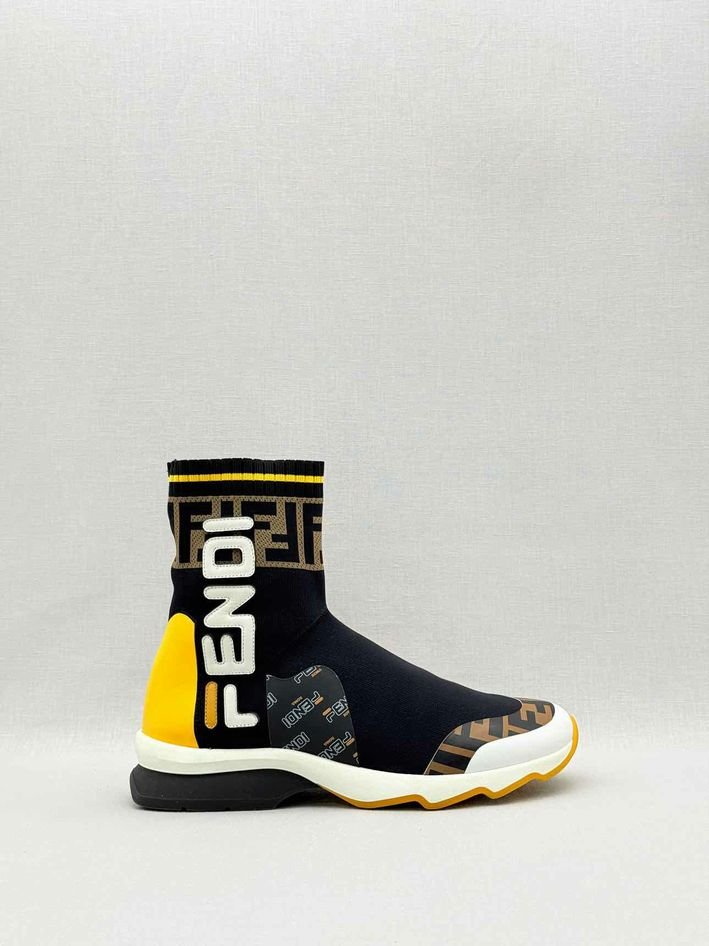 Pre-loved FENDI Mania Black w/ Yellow & White Size EU 38 Sneakers at Reems Closet