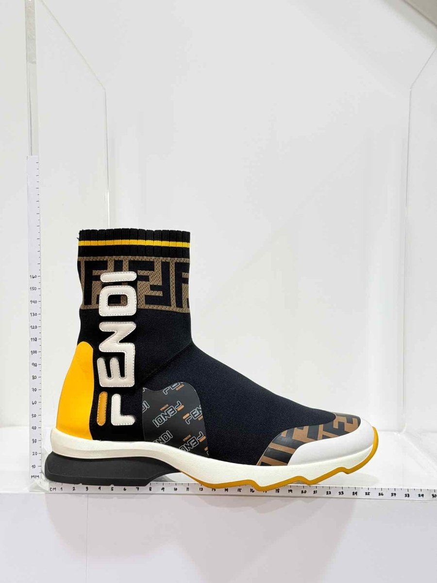 Pre-loved FENDI Mania Black w/ Yellow & White Size EU 38 Sneakers at Reems Closet