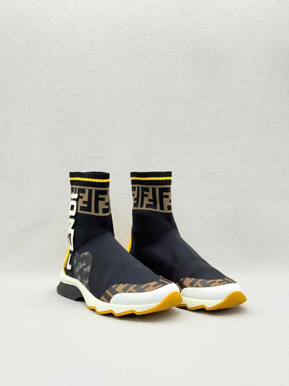Pre-loved FENDI Mania Black w/ Yellow & White Size EU 38 Sneakers at Reems Closet