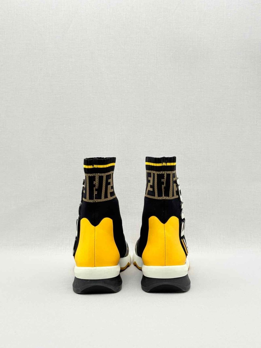 Pre-loved FENDI Mania Black w/ Yellow & White Size EU 38 Sneakers at Reems Closet