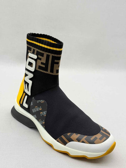 Pre-loved FENDI Mania Black w/ Yellow & White Size EU 38 Sneakers at Reems Closet