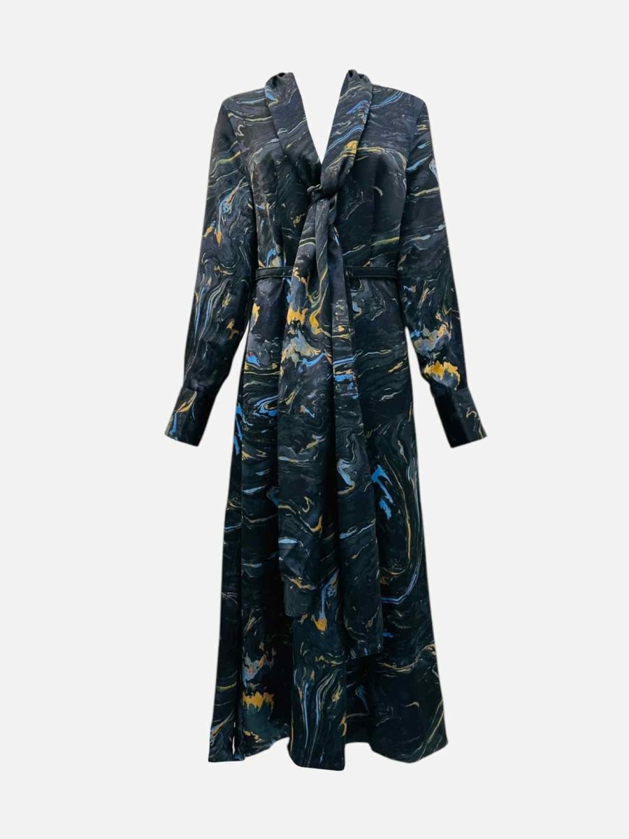 Pre - loved FENDI Marbled Black Multicolor Printed Evening Dress at Reems Closet