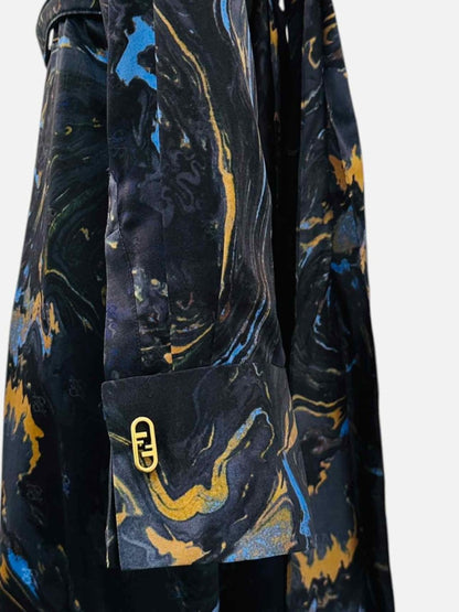 Pre - loved FENDI Marbled Black Multicolor Printed Evening Dress at Reems Closet