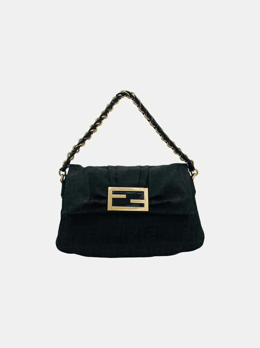 Pre-loved FENDI Mia Black Zucca Shoulder Bag from Reems Closet