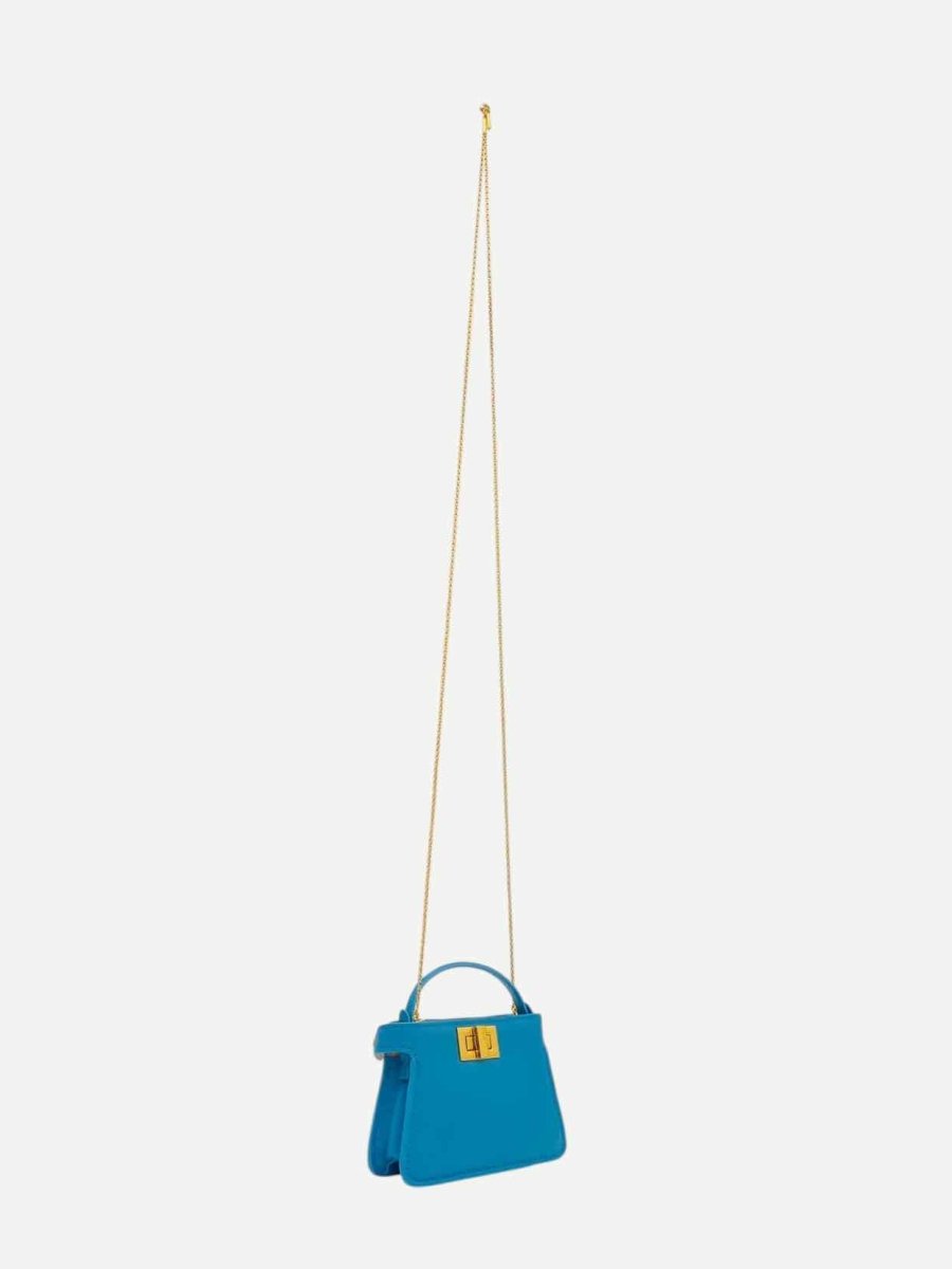 Pre - loved FENDI Nano Peekaboo Charm Blue Shoulder Bag at Reems Closet