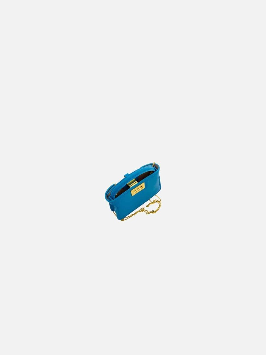 Pre - loved FENDI Nano Peekaboo Charm Blue Shoulder Bag at Reems Closet