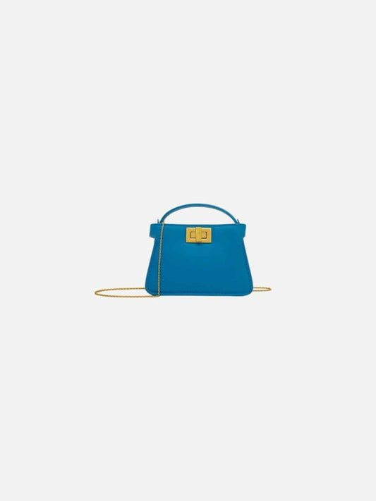 Pre - loved FENDI Nano Peekaboo Charm Blue Shoulder Bag at Reems Closet