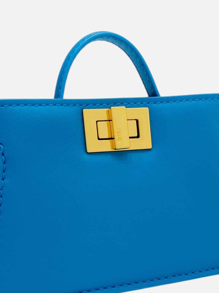 Pre - loved FENDI Nano Peekaboo Charm Blue Shoulder Bag at Reems Closet