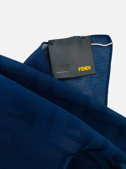 Pre - loved FENDI Navy Blue FF Motif Scarf at Reems Closet
