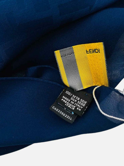 Pre - loved FENDI Navy Blue FF Motif Scarf at Reems Closet