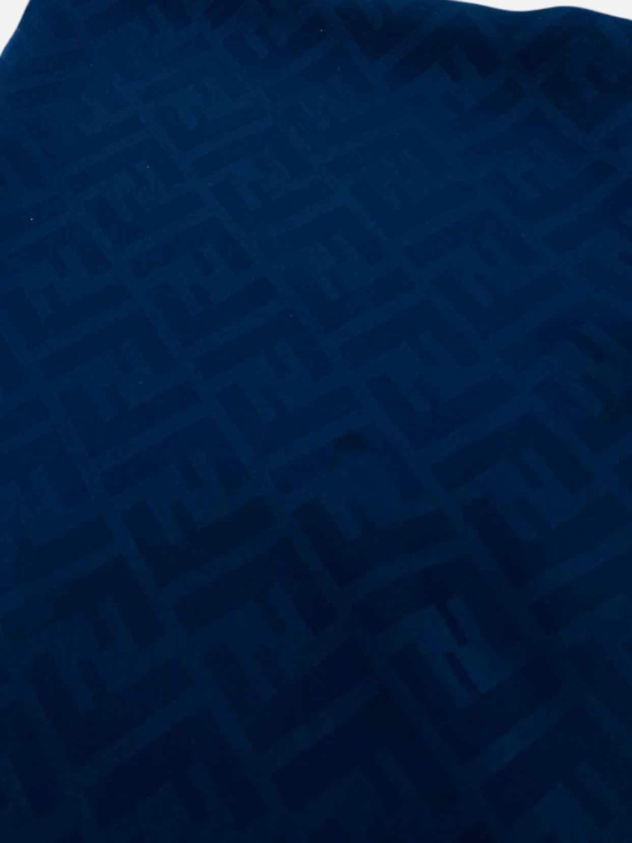 Pre - loved FENDI Navy Blue FF Motif Scarf at Reems Closet