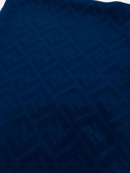 Pre - loved FENDI Navy Blue FF Motif Scarf at Reems Closet