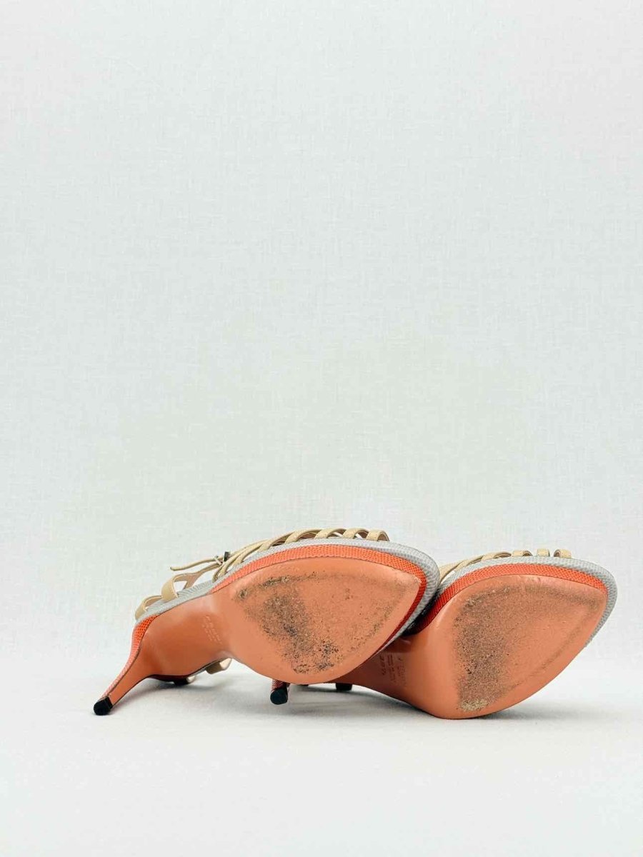 Pre - loved FENDI Nude, Grey & Orange Size EU 38.5 Heeled Sandals at Reems Closet